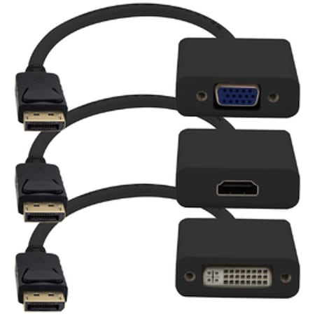 Add-On Addon Displayport Male To Vga/Hdmi/Dvi Male Black Adapter DP2VGA-HDMI-DVI-B